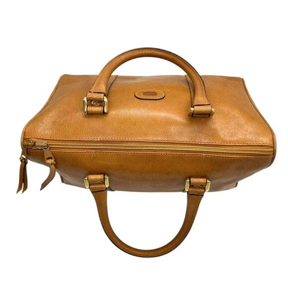 Valentino Garavani Mini Boston Handbag in Camel Brown Leather with V Logo and...